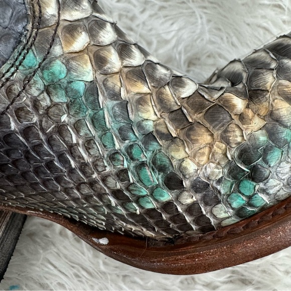 Allens Brand - Dixie Python - Almond Toe - Natural & Turquoise Women’s Size 8 - Picture 10 of 12